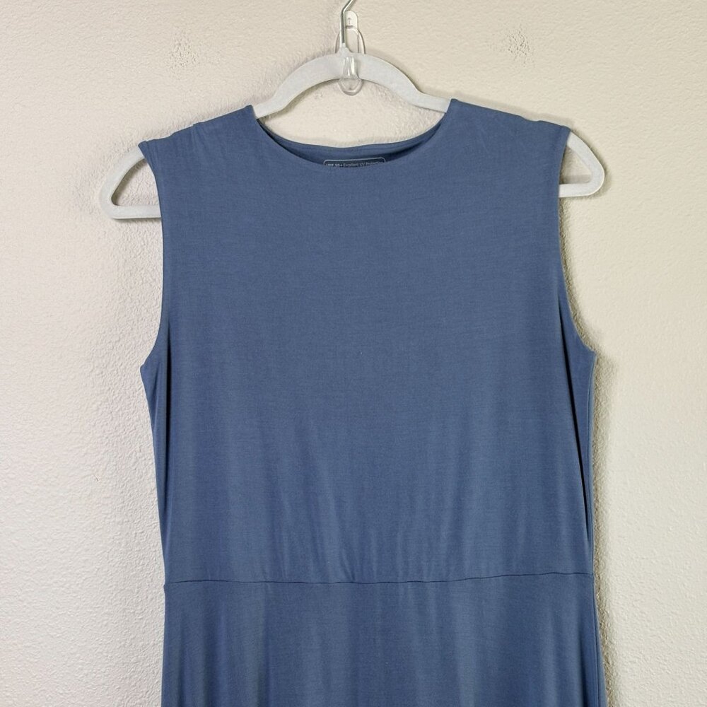 Coolibar Tierra Tank Midi Dress Womens Size M Blue UPF 50+ Vacation Beach 10657 - Picture 2 of 10